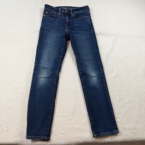 American Eagle Slim Straight Jeans Mens 26x28 Wash Blue Good Airflex+ Distressed